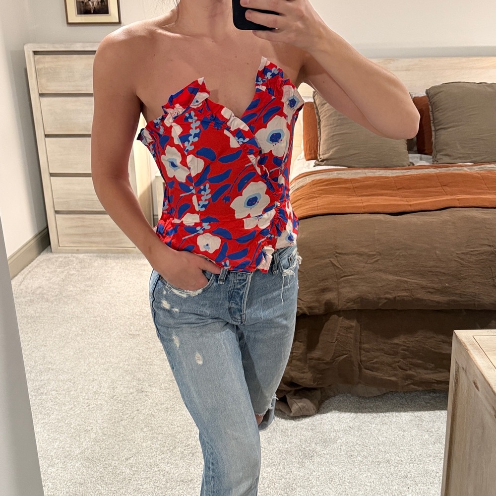 Anthropologie strapless blouse size 4